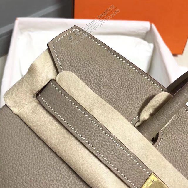 Hermes女包 愛馬仕Birkin Hermes鉑金包 togo小牛皮 淺灰 蠟線半手工縫製  am1715
